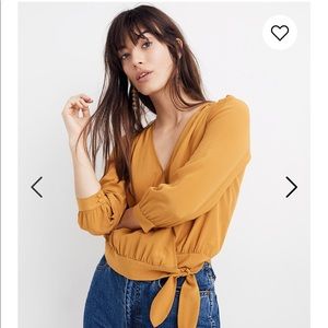 Madewell Silk Wrap Top in BURNT ORANGE